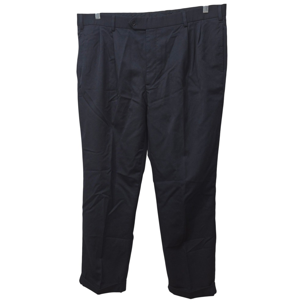 Brooks Brothers Madison Fit Pleated Wool Dress Pants Navy Blue 42x30 Cuffed Mens